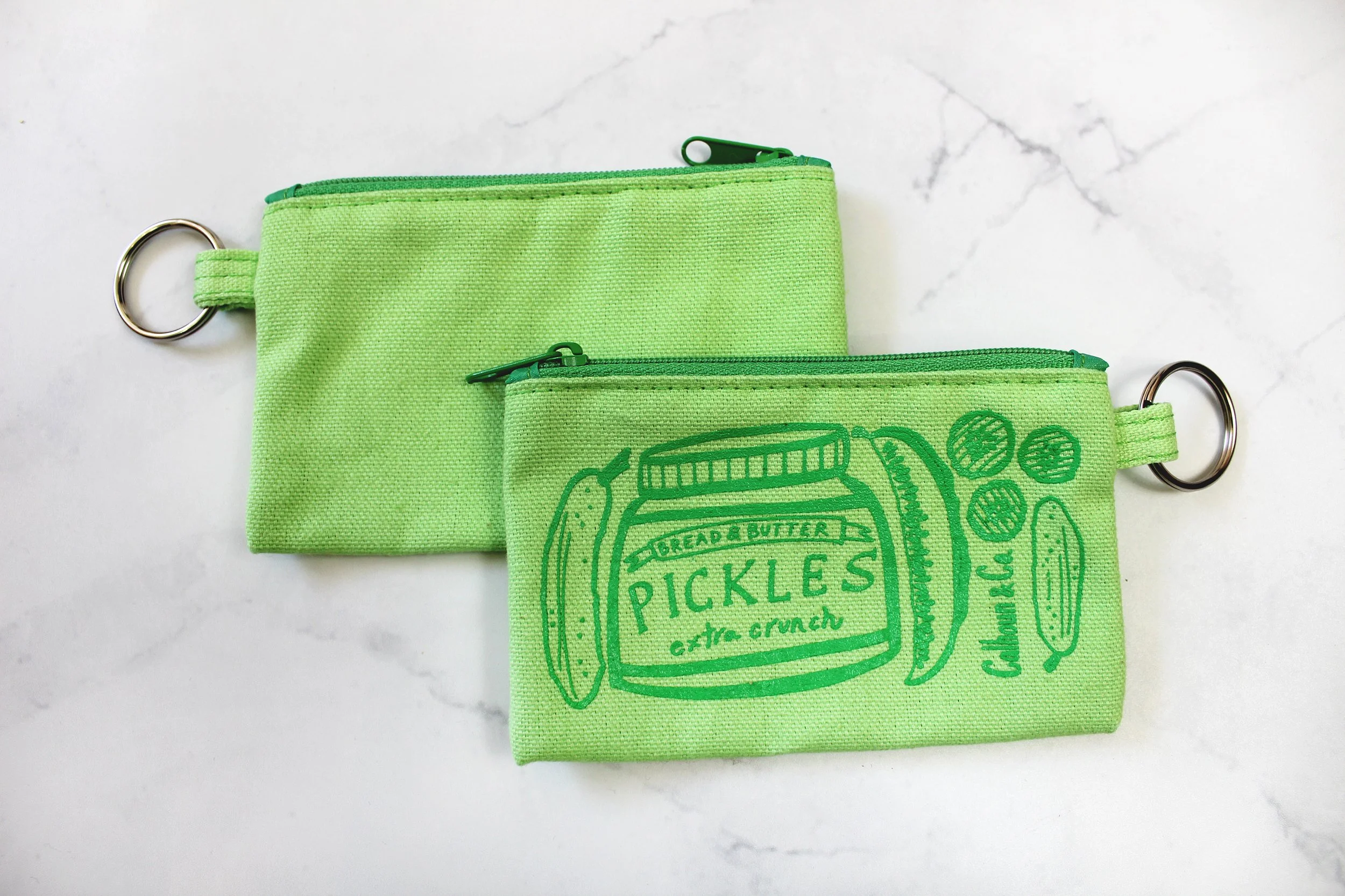 PICKLES SCREEN PRINTED ZIPPER CARD POUCH WITH KEYRING — Calhoun & Co.